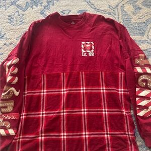 Disney Maroon Plaid Graphic Long Sleeve Shirt